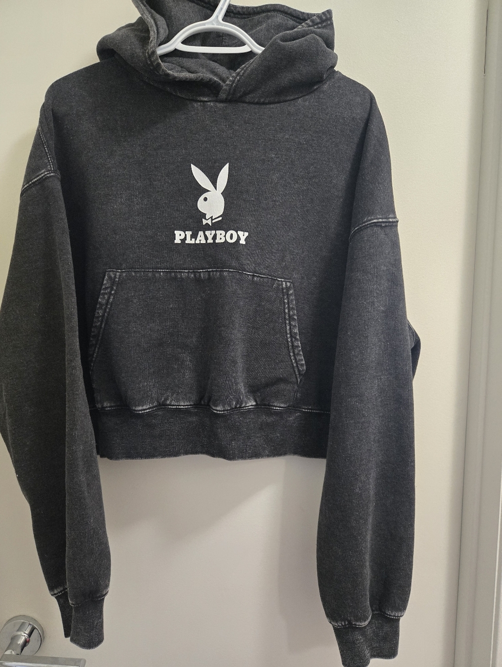Ladies PLAYBOY Black Cropped Hoodie